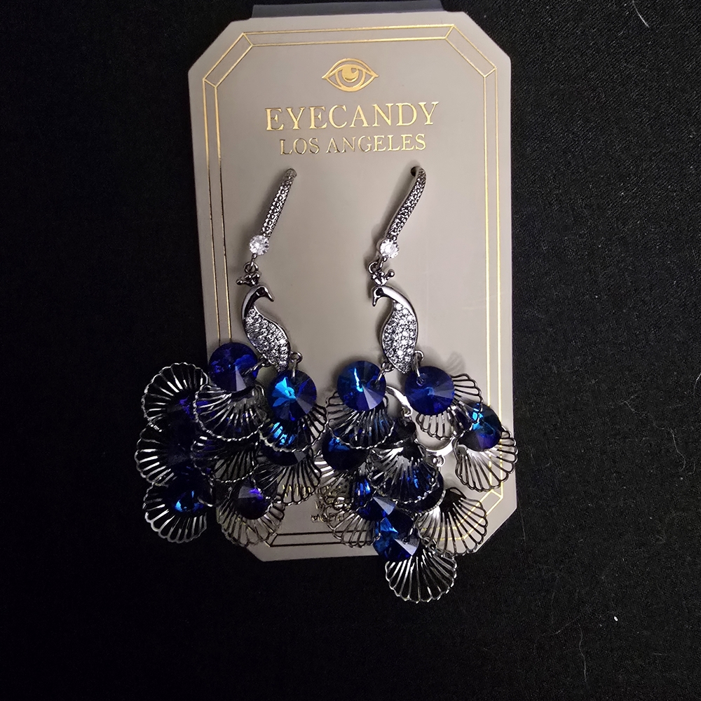 Eye Candy Blue And Silver Statement Earrings - image 1